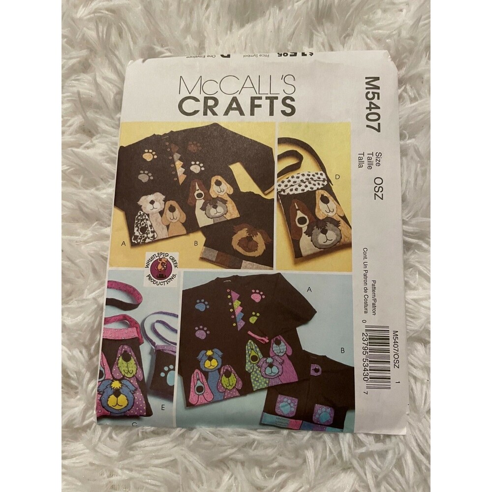 McCall's Crafts M5407 Dog Appliques Tote Bag Sewing Pattern Purse